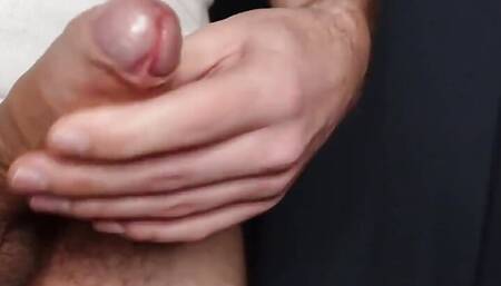 Thick uncut cock milked