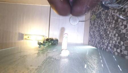 Caught milf playing in shower and joined her for a blow and fuck