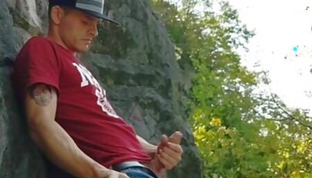 New outdoor jerk off and cum in the woods