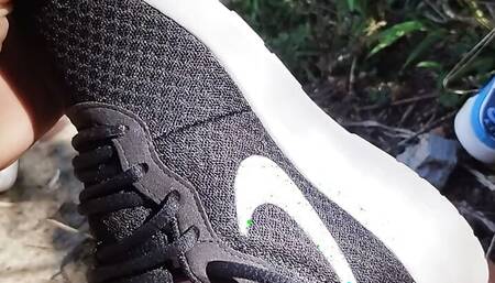 fucking and cumming a lot inside my wife's Nike Tanjun, and having fun with my Nike Air Max 90