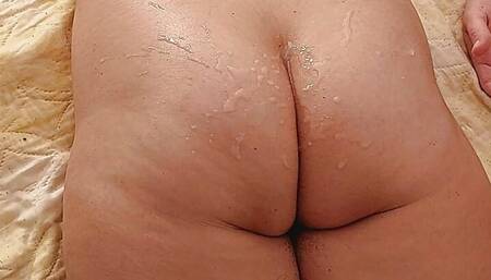 Amateur couple sex with cum on face. Amateur wife big ass, hairy pussy, blowjob.