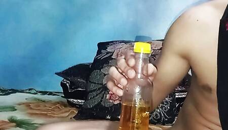 Piss in a reverse chasity cage with your urethral