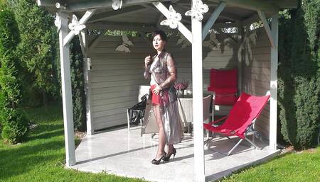 Nylons and Plastic Coat in the Garden