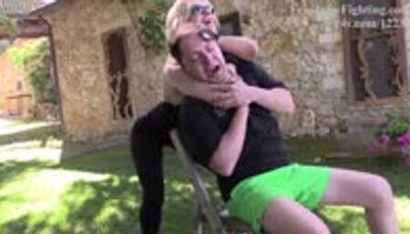Pamela Strong in Femme Fatale Intruder: A Black Spandex Bad Ass Outdoor Beatdown Encounter