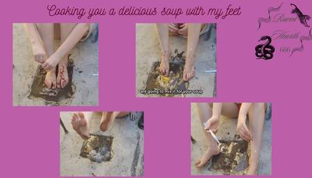 Feet playing with dirt and food