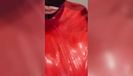 Anyone Is a Fan of Shiny Red Latex? I Know You Want to Cum All Over My Huge Tits