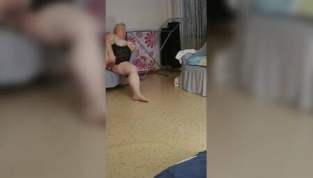 Fat Woman Fingering Her Tits and Pussy with Her Hands