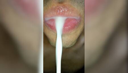 mouth milk, long tongue, sloopy, hard, kiss, tongue, playing with your cum, submissive, throat,