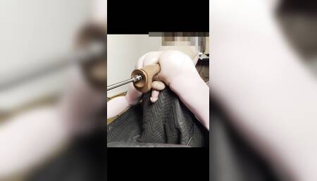 Crossdresser sissy Spraying Cum from Getting Ass Fucked by Machine