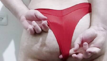 I love my red thong panties punched in the ass