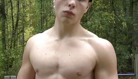 Flexin muscle and massaging a twink boy Randall White