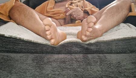 Edging my cock till I'm ready to explode while showing my soles