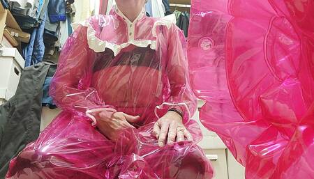 Pvc Sissy Diana Humping Stool in Clear Pink Pvc