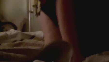 Swaying ginger ass in heels and school girl outfit