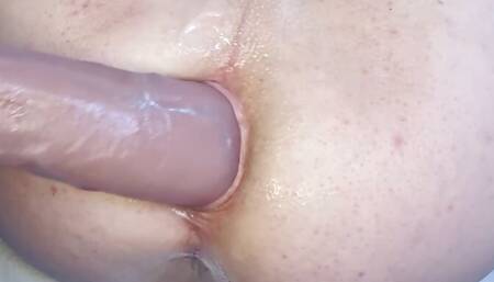 new realistic silicone cock for my hot shaved asshole closeup