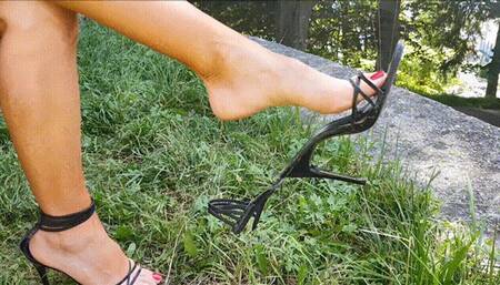 dangling with black high-heeled gladiator sandals - full clip - (1280x720*mp4)