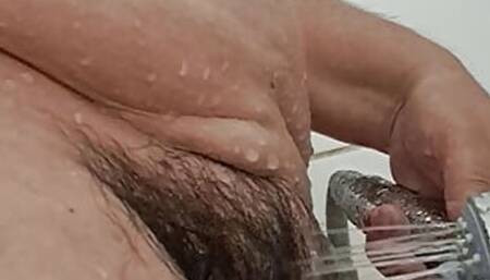 excitement with water on tits and pussy with water