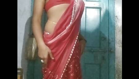 Sissy lily New saree cross dressing