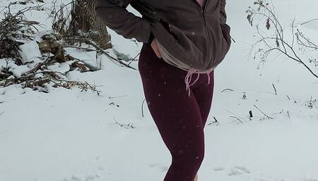 desperate pee, couldn't make it home in a snowstorm
