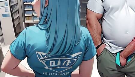 Cell phone saleswoman sees my penis in a store.