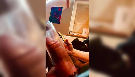 Naughty puppy masturbating on the couch