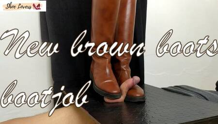 Brown riding boots: cock crush, shoejob, bootjob
