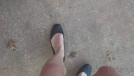 Fifi cranking her SUV in black ballet flats with lots of heel popping begging and talking *new*