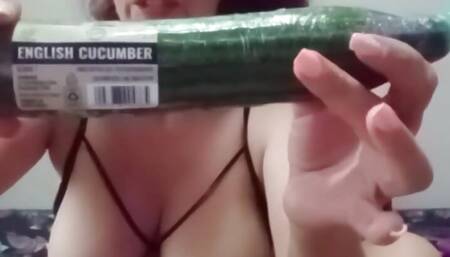 Stretch my small pussy with a cucumber, other foods, toys and I squirt!
