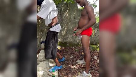 Fucking in the open with a street big dick guy
