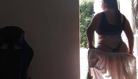Very Naughty Hot Latina on the Balcony