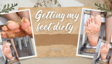 My feet dirty with food