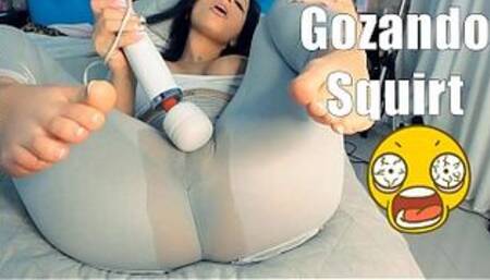 Sexy Latina SO hot Webcam Squirt Leggings Hitachi masturbating on bed