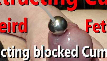 Weird Fetish: Extracting Cumload from sounded uncut big Head Cock