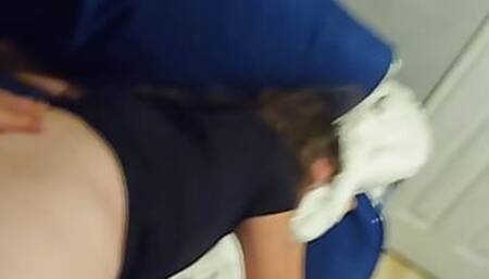 Young slim thin latino teen gives backshots to hot milf on his bed