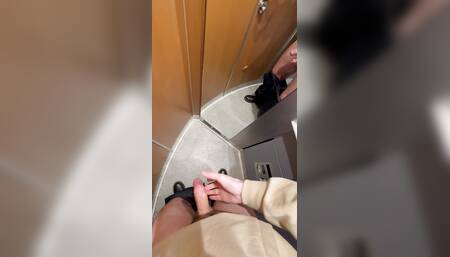 Jerking off in the train toilet
