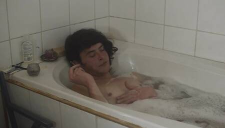 Non-binary taking bath, smoking and jerking