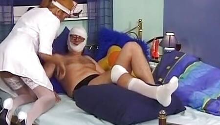 Hot German nurse drinks cum after hot fuck with patient