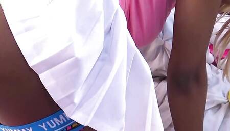 HD Aggressive Fingering! Closeup Deep Wet Pussy Penetration In Dress With Pink Cotton Panties, Black Asshole