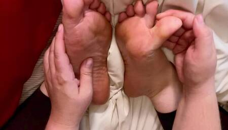 Bare Sweaty Feet in Patent Leather Flats