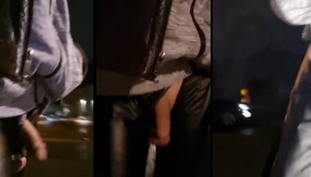 Gay man walks naked through the city in the evening