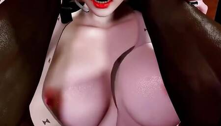 3D BBW Hot Asian Slut Cheating with BBC and Cum in Her Pussy