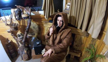 Preview- Milfycalla- Smoking and a Lot of Cum on My New Light Brown Long Jacket 181