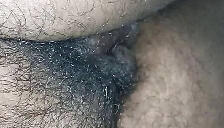 Masterbating penis in home with bathroom