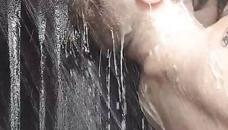 Taking a cold shower but I have a giant red nose