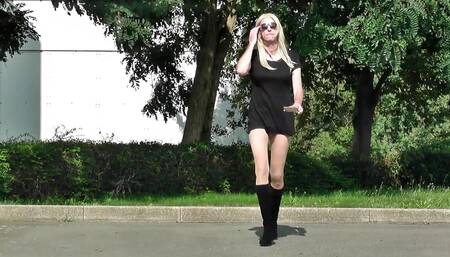 Crossdresser Sissy outside walk