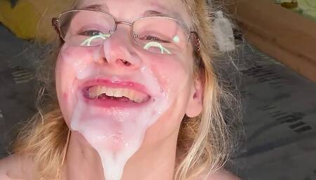 Interracial orgy end with facial bukkake