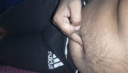 Penis massage in home with lubricant oil