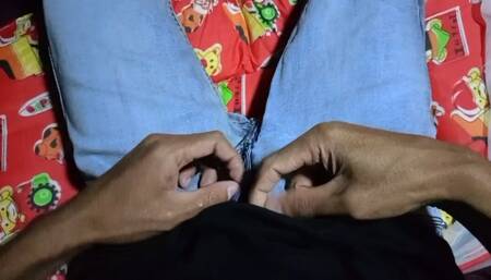 I didn't masturbate all night. In the morning before going to work, I was playing with my cock