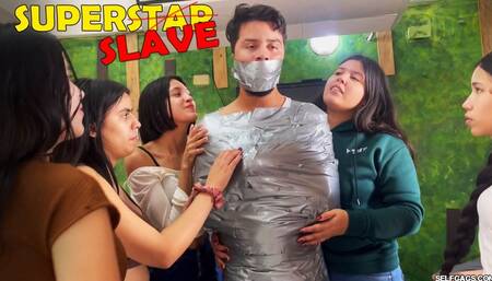 No Autographs, No Mercy: Rude Superstar Mummified and Gagged by Bratty Fan Girls (low res mp4)