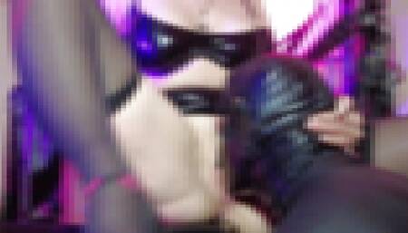 Femdom Domina Eva Latex Hot Rubber Mistress Give Lick Pussy Slave in Mask BDSM Fetish Kink Sexy Big Ass